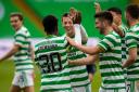 Jeremie Frimpong celebrates a goal during his Celtic days