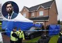 Humza Yousaf and police outside the Sturgeon-Murrell home