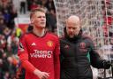 Scott McTominay looks frustrated as he's substituted off
