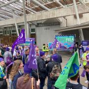 EIS-FELA rally outside the Scottish Parliament.