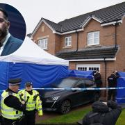Humza Yousaf and police outside the Sturgeon-Murrell home