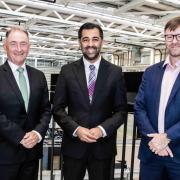 Professor Sir Jim McDonald, First Minister Humza Yousaf and NMIS CEO Chris Courtney at the National Manufacturing Institute for Scotland