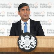 Rishi Sunak delivering his keynote speech in London on Monday during which he listed supporters of Scottish independence as 