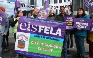 College lecturers strike at City of Glasgow College in April this year