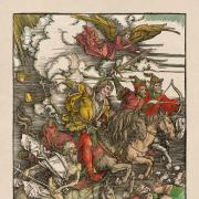 Illustration of the Four Horsemen of the Apocalypse drawn by Albrecht Dürer in 1498.