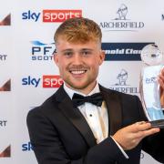 Kilmarnock's David Watson with the award for young player of the year