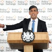 Prime Minister Rishi Sunak delivers his keynote address at the Policy Exchange think tank in London, telling voters the is the one who can keep them safe
