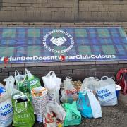 Gers Food Banks collecting outside Ibrox subway station
