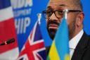 Home Secretary James Cleverly during a press conference in Rwanda, the current UK government's proposed deportation destination for illegal migrants