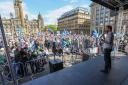 First Minister Humza Yousaf addresses the independence rally in Glasgow yesterday