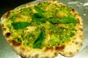 Artichoke, spinach and pesto pizza