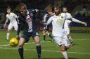 23/12/16  .  ROSS COUNTY v PARTICK THISTLE  .  GLOBAL ENERGY STADIUM - DINGWALL  .  Partick's Steven Lawless (right) in action against Ross County's Marcus Fraser.
