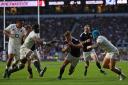 Huw Jones scores Scotland's third try as he put in an impressive shift against England at Twickenham. Picture: Getty