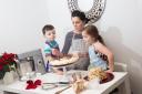 Edwina McNulty of Rosewood Cakes is a professional cake-maker creates last-minute festive desserts with son Charlie (3) and Holly (4). Photo: Mark F Gibson