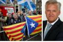 Demonstrators outside the Spanish Consulate in Edinburgh on Monday protest against the proposed extradition to Spain of the former Catalan education minister Clara PonsatiPicture: Jane Barlow/PA Wire