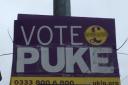 Gordon Casely on a visit to Hull spots this Ukip poster where someone has gone to all the trouble of taking it down, rearranging the letters, and changing the I to an E before clambering back up the pole with it.