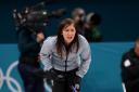 Great Britain's Eve Muirhead during the Women's Round Robin Session 1 match against Olympic Athletes from Russia at the Gangneung Curling Centre during day five of the PyeongChang 2018 Winter Olympic Games in South Korea. PRESS ASSOCIATION Photo. 