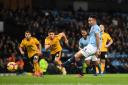 MANCHESTER, ENGLAND - JANUARY 14:  Gabriel Jesus of Manchester City scores his team's second goal from the penalty spot during the Premier League match between Manchester City and Wolverhampton Wanderers at Etihad Stadium on January 14, 2019 in Manche
