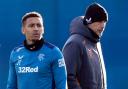 Rangers manager Philippe Clement, right, in training at Auchenhowie with his captain James Tavernier