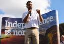 Humza Yousaf at a Believe In Scotland and Yes For EU rally for an independent Scotland in Edinburgh last September