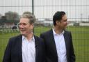 Keir Starmer (left) and Scottish Labour leader Anas Sarwar during a visit to Glasgow Perthshire football club, Possilpark, as part of a  campaign visit in Glasgow. PA Photo.