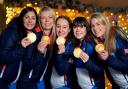 Great Britain curling gold medallists Eve Muirhead, Vicky Wright, Jennifer Dodds, Hailey Duff and Mili Smith
