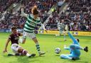 Celtic striker Kyogo Furuhashi opens the scoring against Hearts at Tynecastle today
