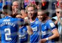 Rangers' Todd Cantwell (second right) celebrates scoring their side's first goal of the game during the cinch Premiership match