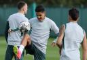 Luis Palma takes part in Celtic training at Lennoxtown yesterday