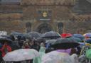 Rain blankets Edinburgh Castle this afternoon