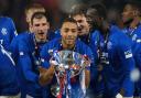 Rangers striker Cyriel Dessers with the Viaplay Cup at Hampden on Sunday