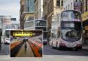 Buses and (inset) the Glasgow subway