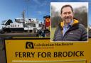 Brodick ferry terminal and (inset) Shadow cabinet secretary for net zero, energy and transport Douglas Lumsden