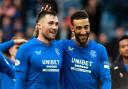 Rangers centre half Connor Goldson, right, with his team mate John Souttar at Ibrox on Saturday
