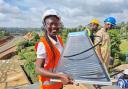 SolarisKit flat-pack solar waater-heating prisms being installed in Kenya
