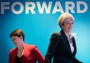 Prime Minister Theresa May (right) with Scottish Conservative leader Ruth Davidson. Photograph: Stefan Rousseau/PA Wire.