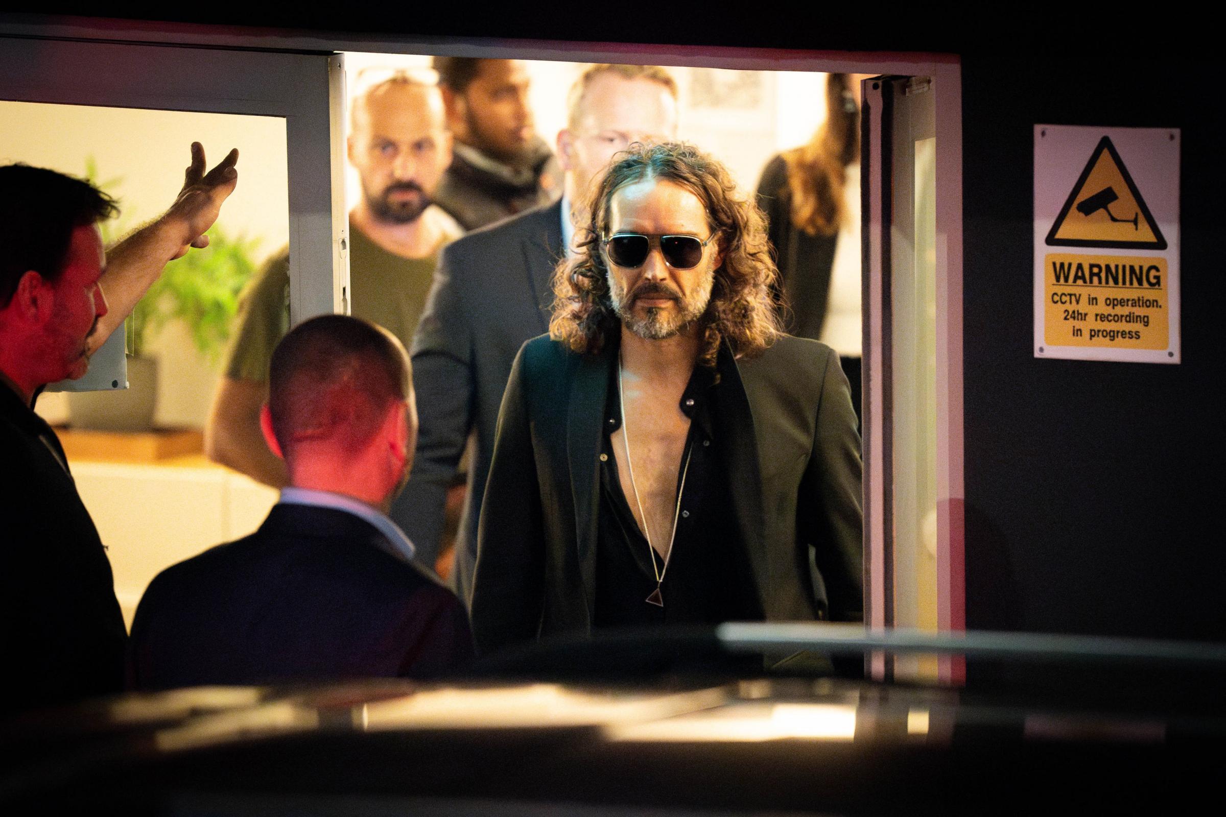 Russell Brand leaves the Troubabour Wembley Park theatre in north-west London after performing a comedy set. He faces claims about his sexual behaviour at the height of his fame. He has vehemently denied the allegations. Picture date: Saturday September
