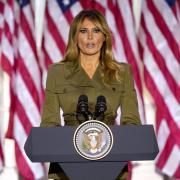 First Lady Melania Trump speaks on the second day of the Republican National Convention from the Rose Garden of the White House. AP Photo/Evan Vucci