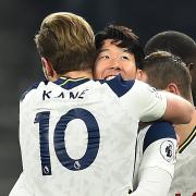 Heung-min Son celebrates Spurs’ first goal with Harry Kane