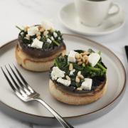 Gary Townsend: Toasted muffins With mushroom, feta, spinach and pine nuts
