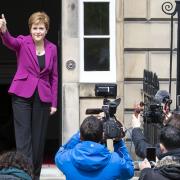Nicola Sturgeon outside Bute House on May 9, 2021, after the SNP had won a fourth victory in the Scottish Parliament election.