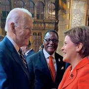 US president Joe Biden pictured with First Miniser Nicola Sturgeon at a COP26 reception held at Kelvingrove Museum in Glasgow last November.