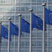 Flags outside Le Berlaymont, headquarters of the European Commission - the executive branch of the EU - in Brussels.
