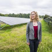 Scottish Greens co-leader Lorna Slater during a visit to the site of a new solar farm in August 2021 at the University of Edinburgh Easter Bush Campus.  Photo: Jane Barlow/PA