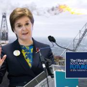 Nicola Sturgeon (front), pictured at COP26, who argued that the climate compatibility test should apply to developments where production has not begun