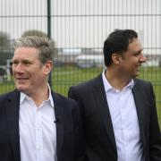 Keir Starmer (left) and Scottish Labour leader Anas Sarwar during a visit to Glasgow Perthshire football club, Possilpark, as part of a  campaign visit in Glasgow. PA Photo.