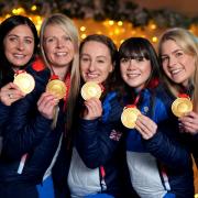 Great Britain curling gold medallists Eve Muirhead, Vicky Wright, Jennifer Dodds, Hailey Duff and Mili Smith