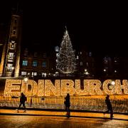 Christmas lights on The Mound, Edinburgh.