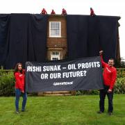 Greenpeace activists scale Rishi Sunak’s mansion in oil drilling protest