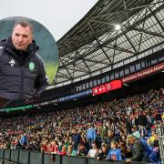 The De Kuip in Rotterdam where Celtic will play Feyenoord in their Champions League opener this evening, main picture, and Celtic manager Brendan Rodgers, inset